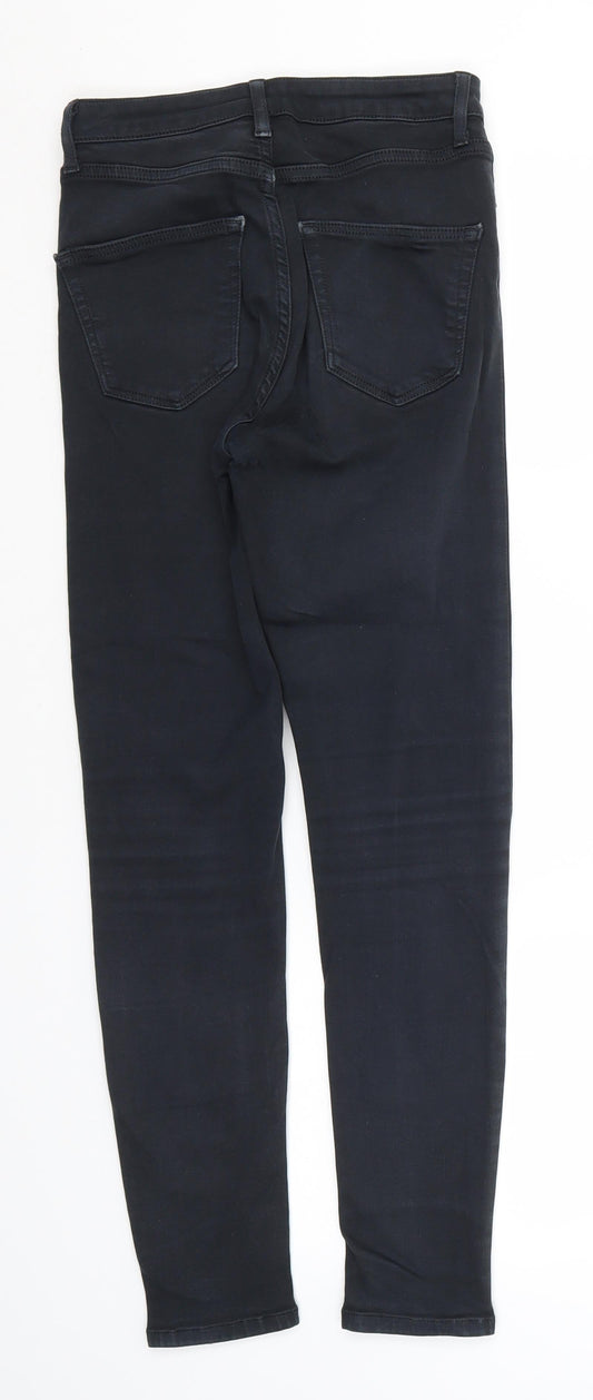 Topshop Womens Black Cotton Straight Jeans Size 26 in L26 in Regular