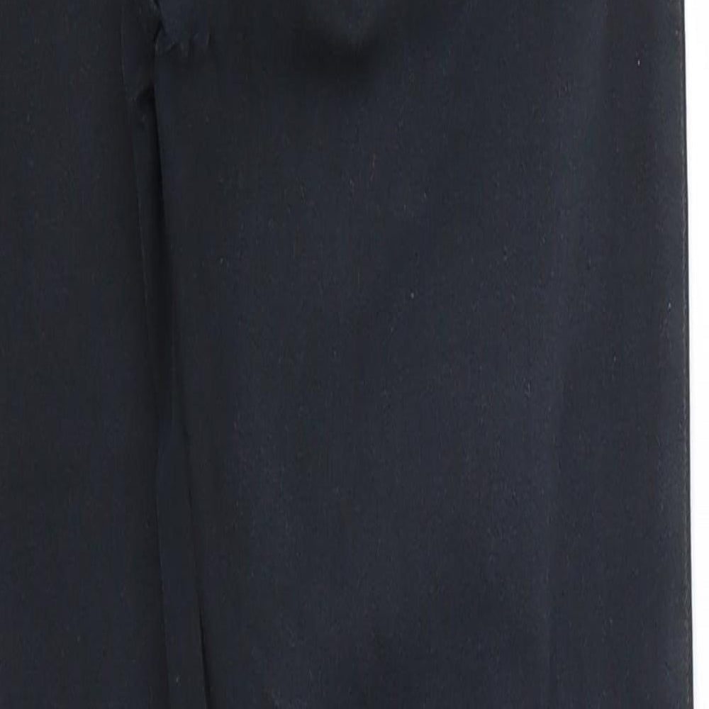 Brand and care label for Topshop women’s black cotton straight jeans, size UK 26, in, 26-inch leg regular