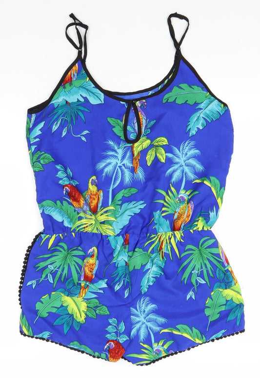 QED London Womens Blue Floral Polyester Jumpsuit One-Piece Size 10