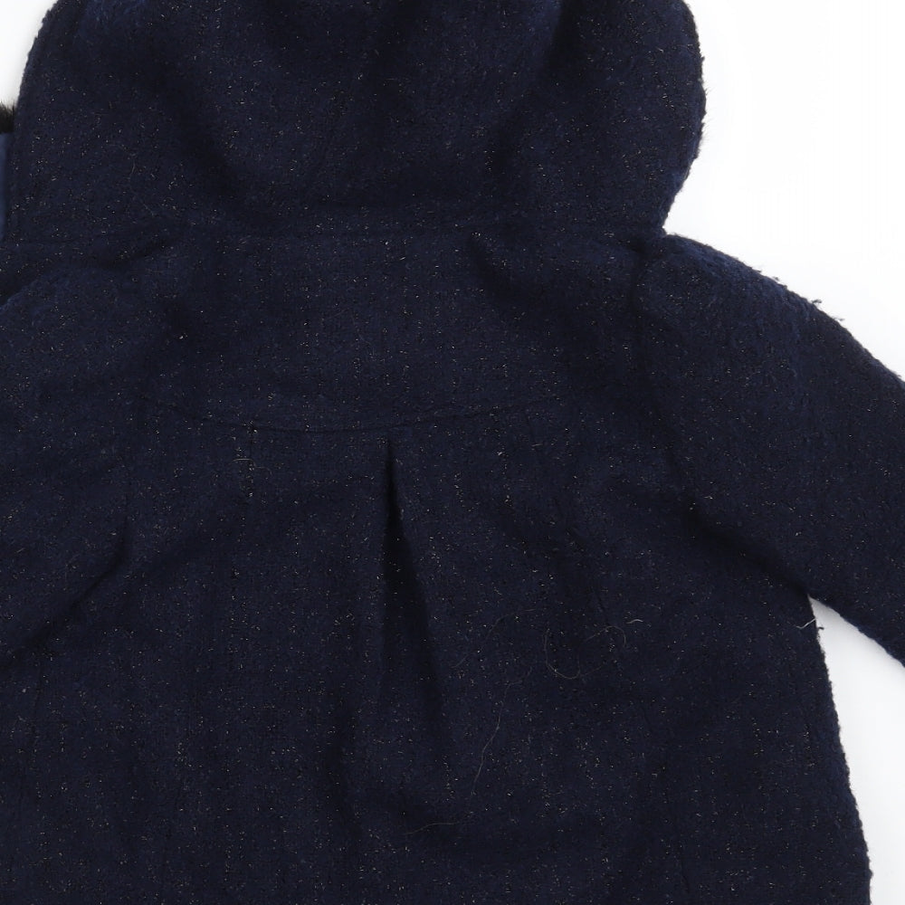 TU Girls Blue Overcoat Coat Size 4-5 Years Button