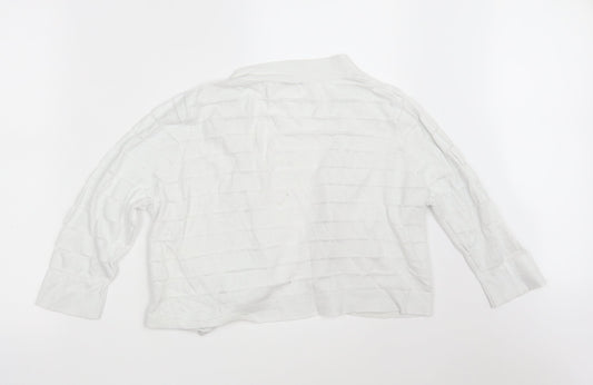 TU Womens White V-Neck Cotton Wrap Jumper Size 16 - Cropped