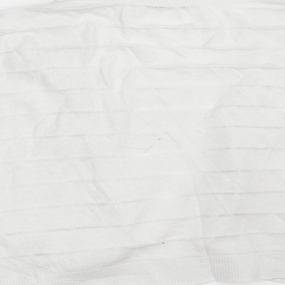 TU Womens White V-Neck Cotton Wrap Jumper Size 16 - Cropped