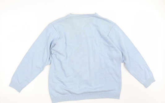 Greenwoods Escape Mens Blue V-Neck Argyle/Diamond Acrylic Pullover Jumper Size M