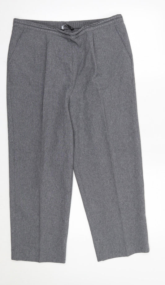Additional front view of Bonmarché women’s grey polyester dress pants trousers, size UK 14, 24-inch leg regular