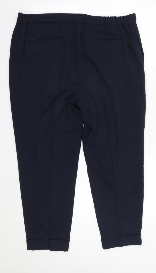 Womens UK Size 16 M&S Regular Fit Dress Pants Blue Trousers