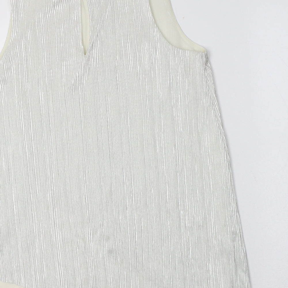 Womens UK Size 10 NEXT Silver Basic Blouse