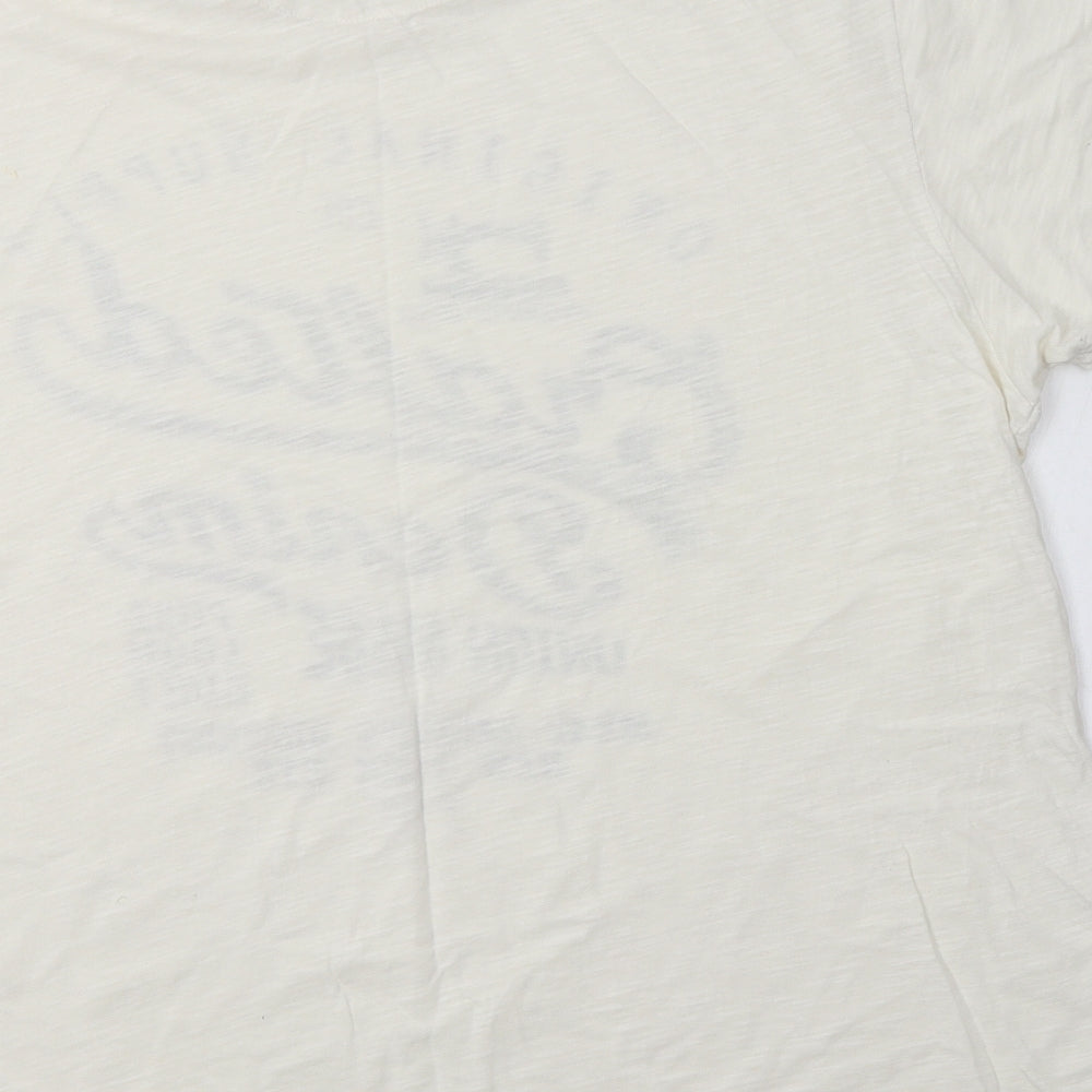 Brand and care label for George men’s ivory cotton t-shirt, size L, crew neck