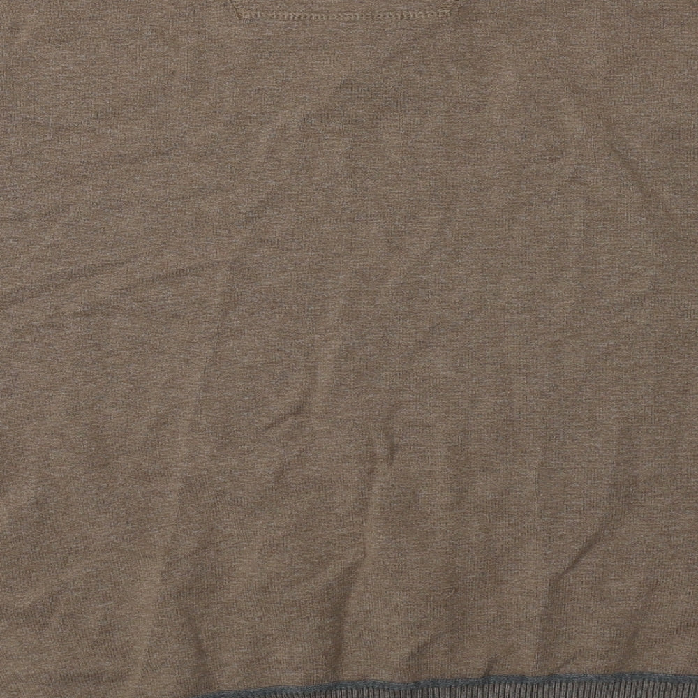 Brand and care label for RJR.John Rocha men’s beige v-neck cotton jumper, size L