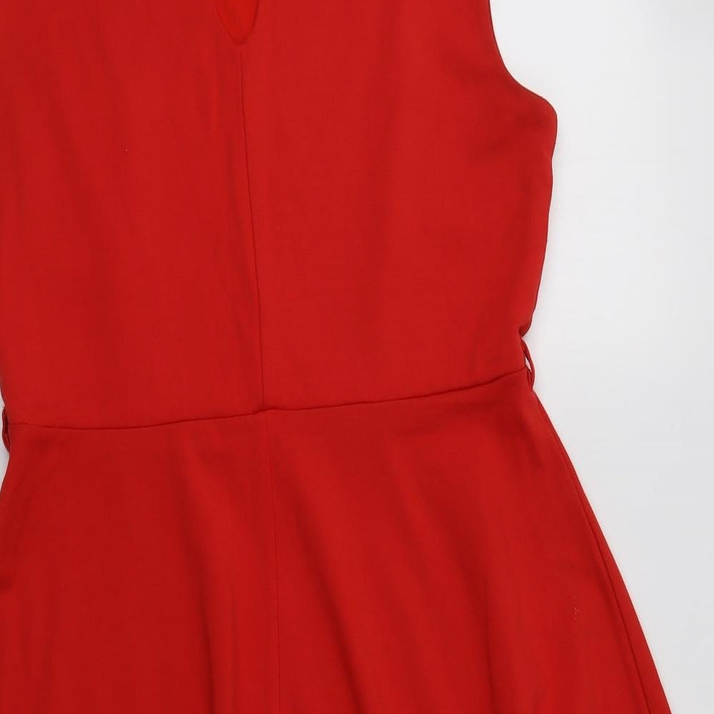 South Womens Red Viscose Fit & Flare Size 12 Round Neck