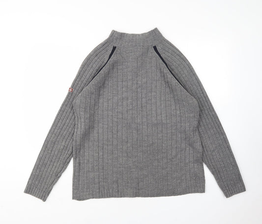 Cedar Wood State Mens Grey Mock Neck Acrylic Pullover Jumper Size S