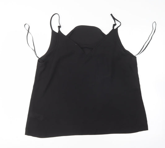 Primark Womens Black Polyester Basic Blouse Size 18 V-Neck