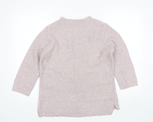 F&F Womens Purple V-Neck Acrylic Pullover Jumper Size 12