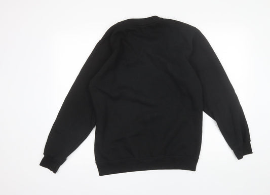 Uneek Mens Black Round Neck Polyester Pullover Jumper Size S