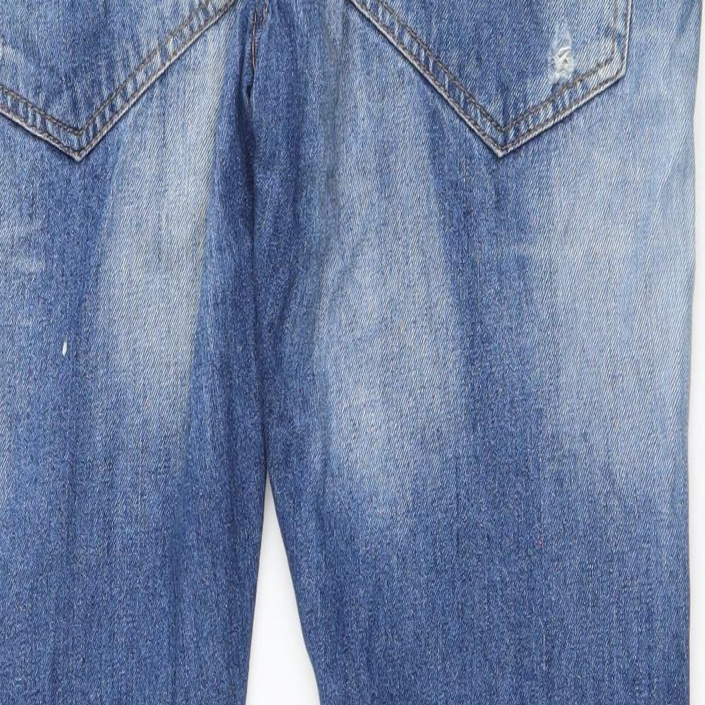 Womens UK Size 32 in Easy Regular Fit Straight Blue Jeans
