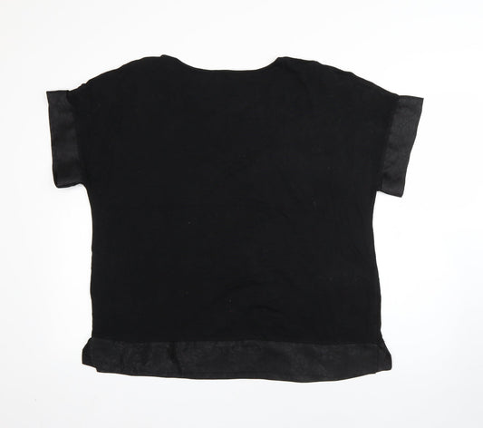 George Womens Black Viscose Basic T-Shirt Size 18 Round Neck