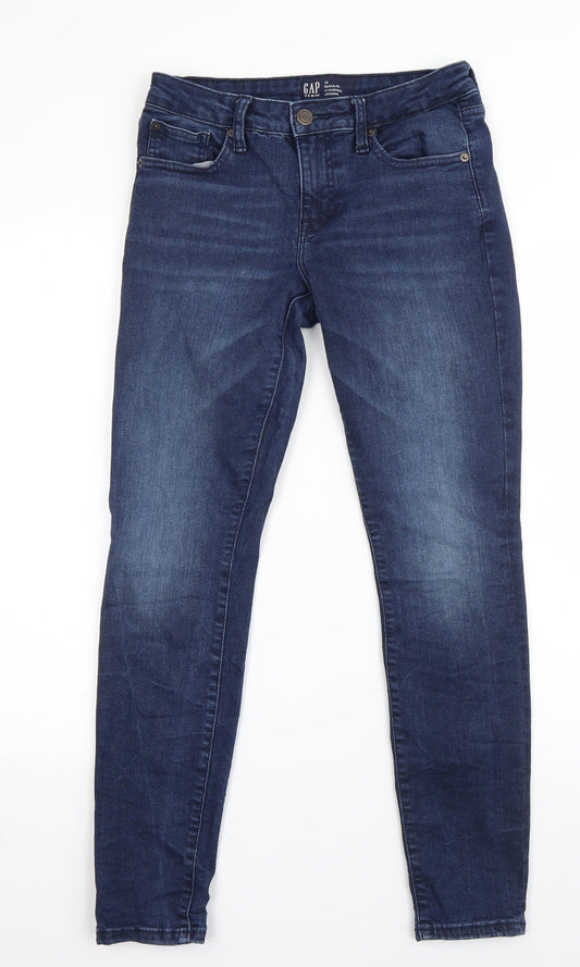 Additional front view of Gap women’s blue cotton skinny jeans, size UK 26, 26-inch leg regular