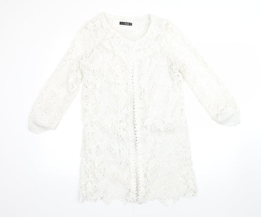 Womens UK Size 8 Quiz White Cardigan Jumper