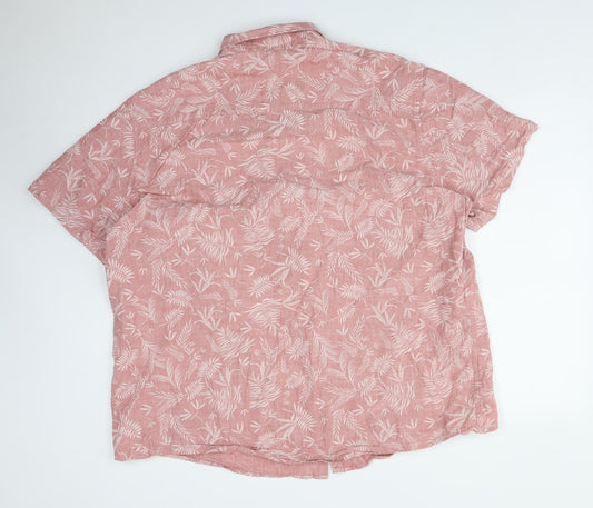 F&F Mens Pink Floral Cotton Button-Up Size 3XL Collared