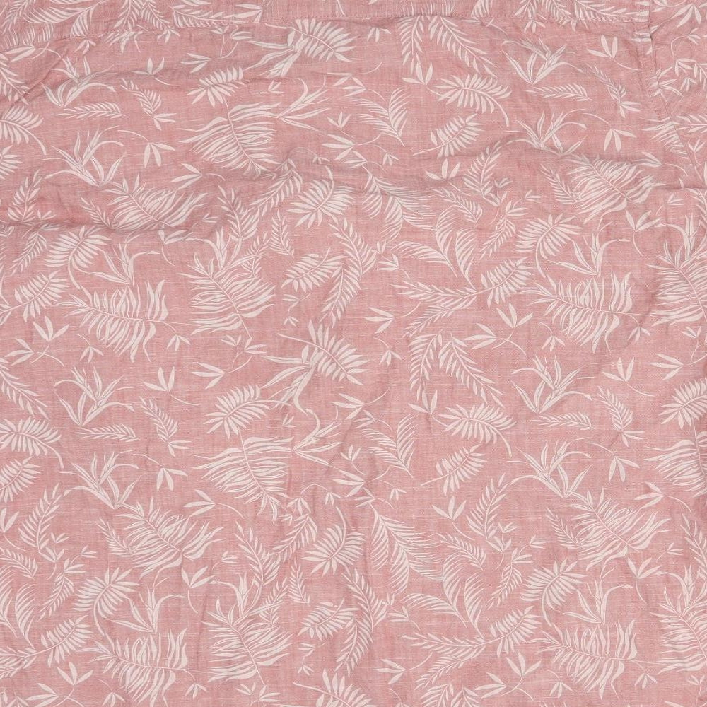 F&F Mens Pink Floral Cotton Button-Up Size 3XL Collared