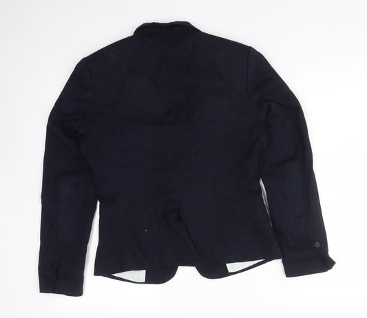 H&M Womens Blue Polyester Jacket Suit Jacket Size 12