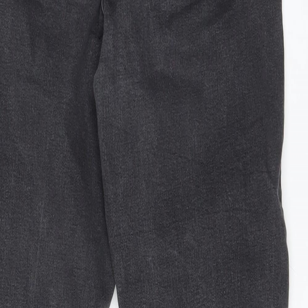 Brand and care label for DENIM CO women’s black cotton skinny jeans, size UK 12, 27-inch leg regular