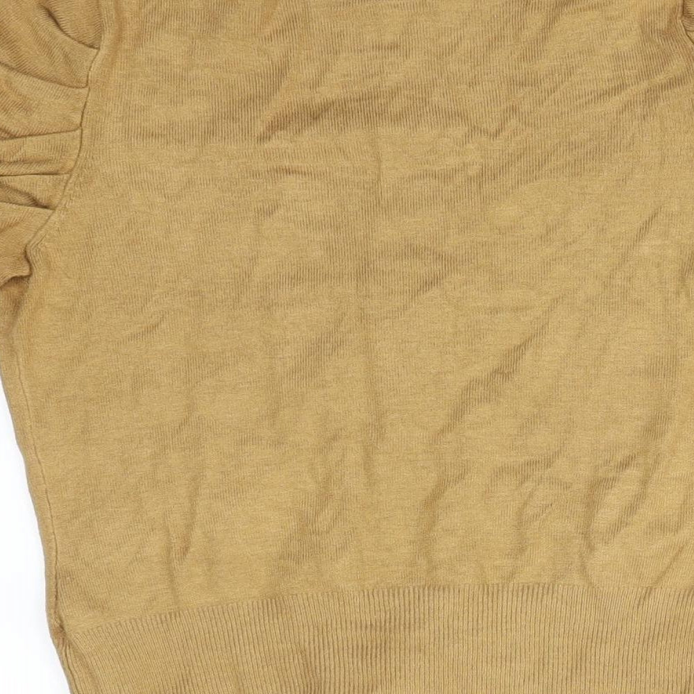 Brand and care label for George women’s brown v-neck viscose cardigan jumper, size UK 8