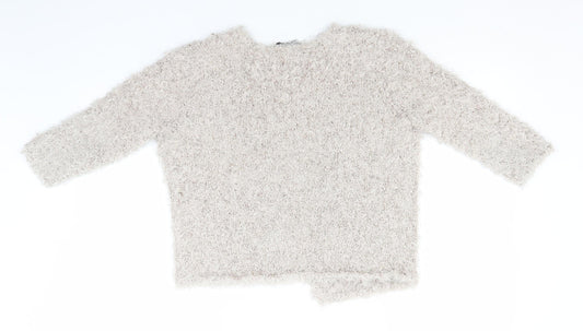 BHS Womens Beige Round Neck Polyester Cardigan Jumper Size 14