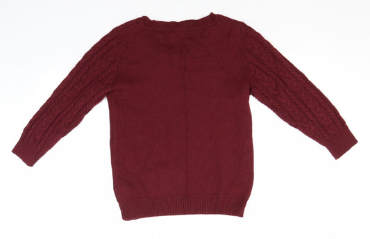 H&M Mens Red Round Neck Acrylic Pullover Jumper Size S