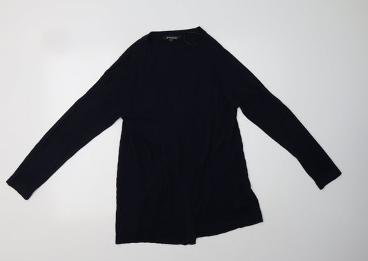 Additional front view of Bonmarché women’s blue v-neck viscose cardigan jumper, size UK 14