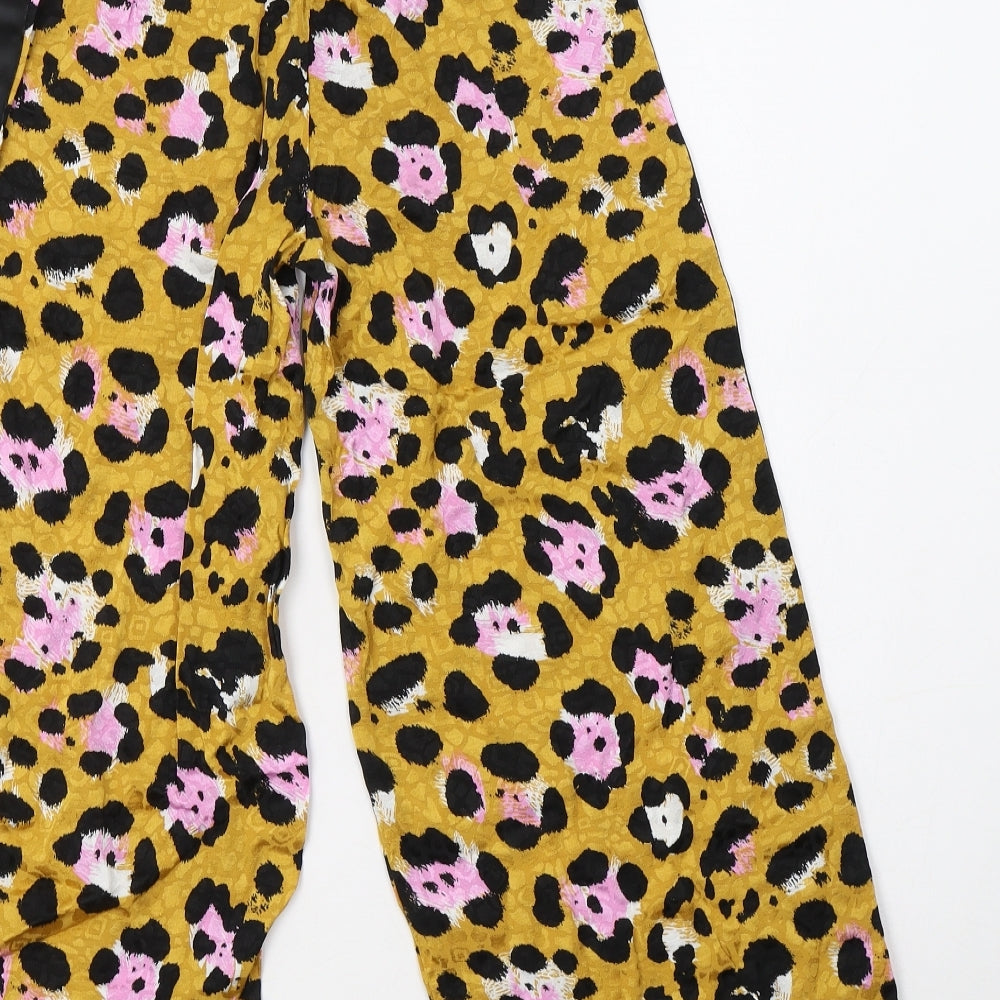 River Island Girls Yellow Animal Print Viscose Harem Trousers Size 9 Months Regular