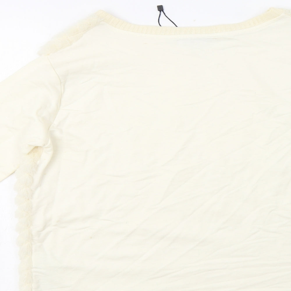 Bershka Womens Ivory Polyester Pullover Sweatshirt Size M