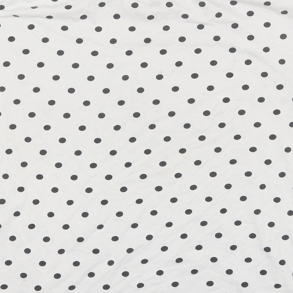 F&F Womens White Polka Dot Cotton Top Pyjama Top Size 12