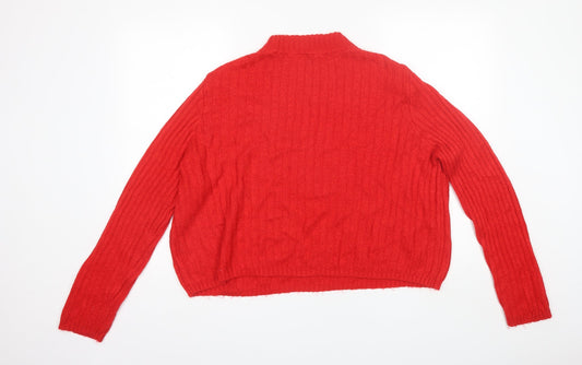 Womens UK Size L Divided Red Pullover Jumper