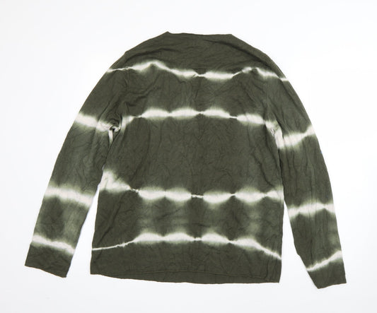 Preworn Mens Green V-Neck Viscose Pullover Jumper Size S