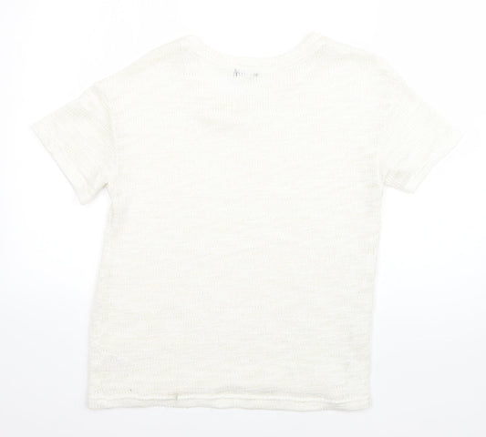 F&F Womens White Round Neck Acrylic Pullover Jumper Size 8