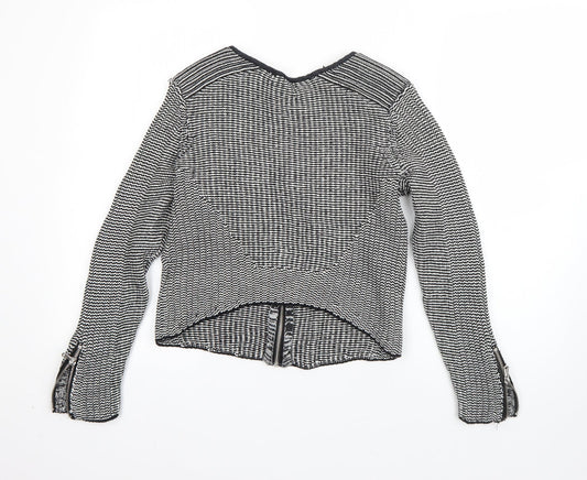 Womens UK Size M H&M Black Full Zip Jumper