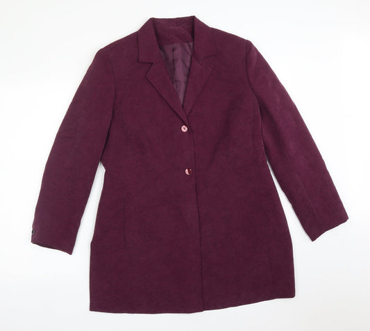 Additional front view of Debenhams women’s purple floral cupro jacket suit jacket, size UK 14