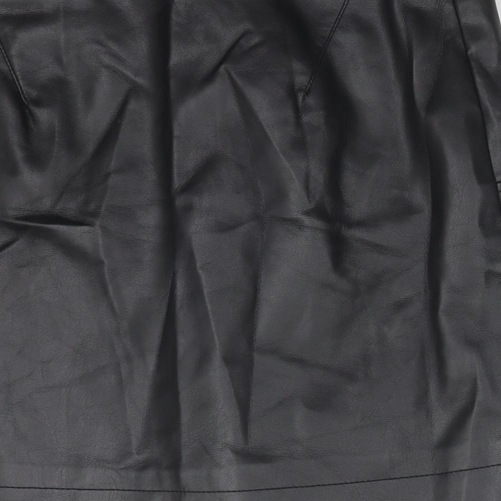 H&M Womens Black Polyurethane Straight & Pencil Skirt Size 6