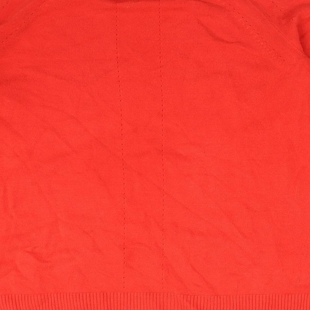 TU Womens Orange Acrylic Basic T-Shirt Size 12 Round Neck