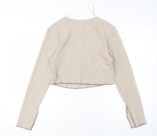 Primark Womens Beige Round Neck Polyester Pullover Jumper Size M