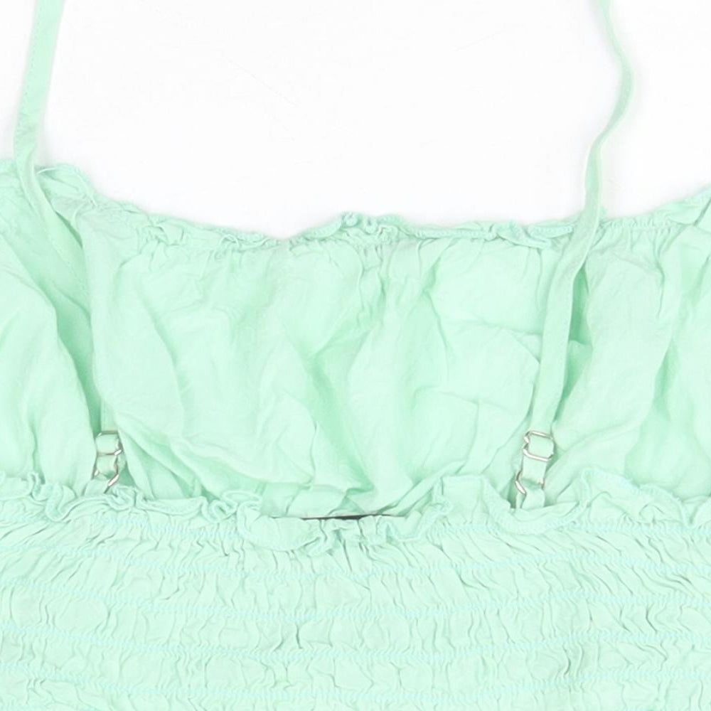 SheIn Womens Green Cotton Basic Tank Size XS Off the Shoulder