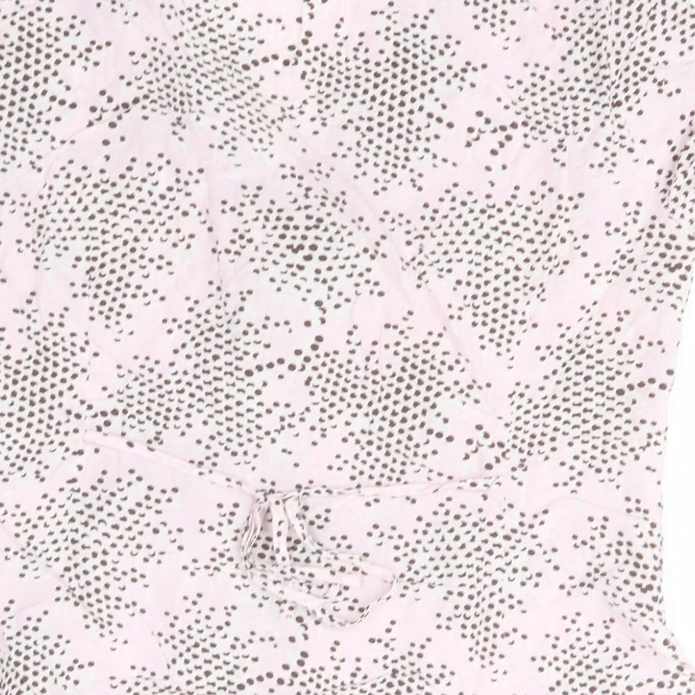 Womens UK Size 14 Gold Pink Basic Button-Up