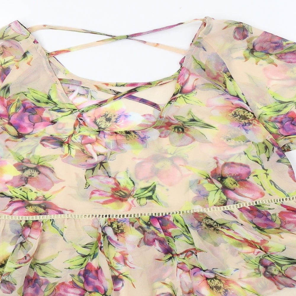 Womens UK Size 8 PRETTYLITTLETHING Beige Basic Blouse