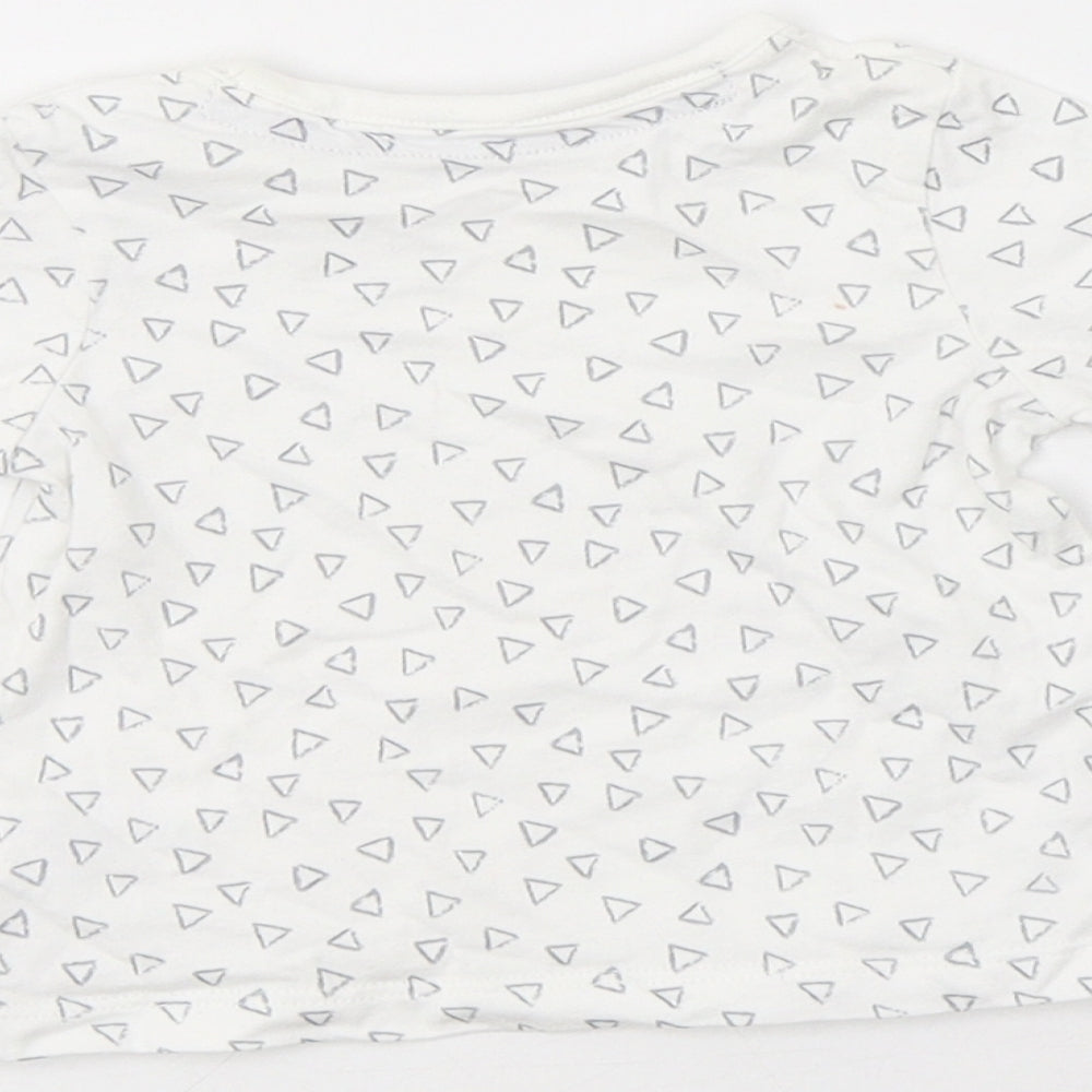 George Baby White Geometric Cotton Basic Blouse Size 0-3 Months Crew Neck Snap