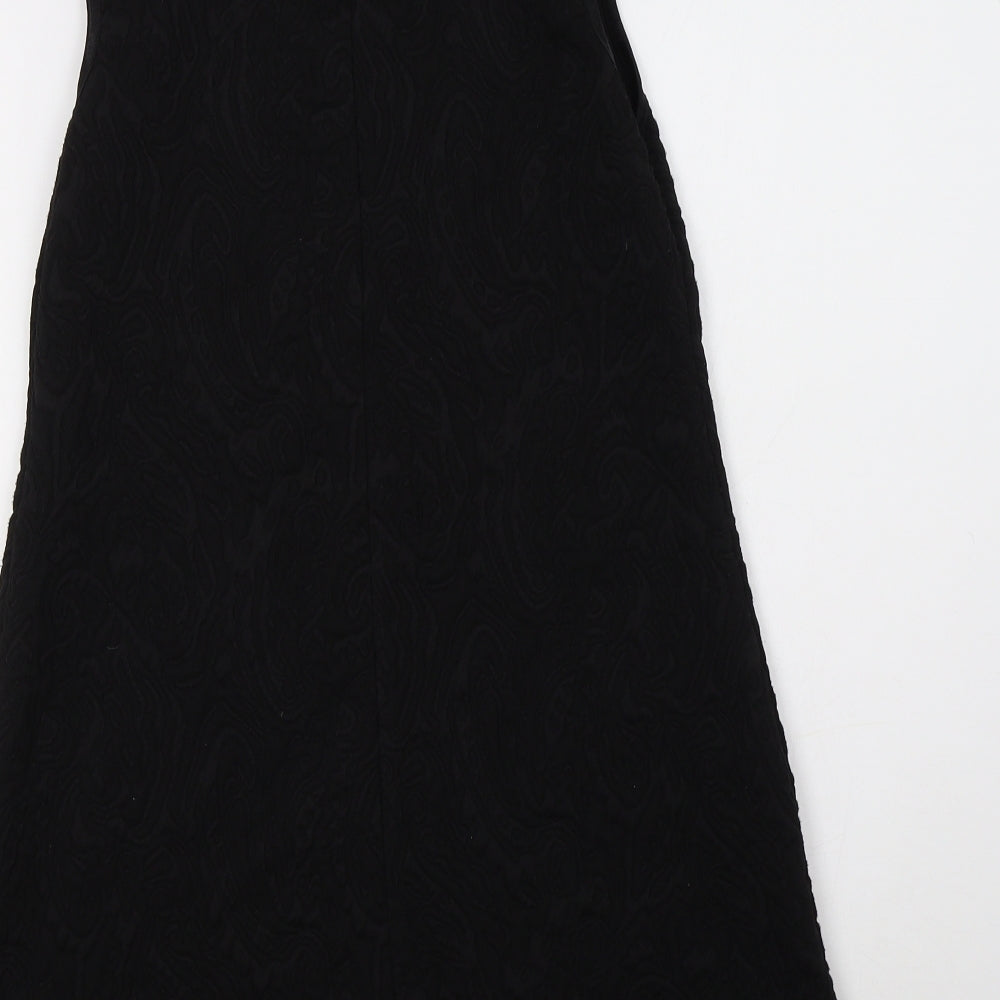 Amaya Womens Black Paisley A-Line Size 14 Round Neck