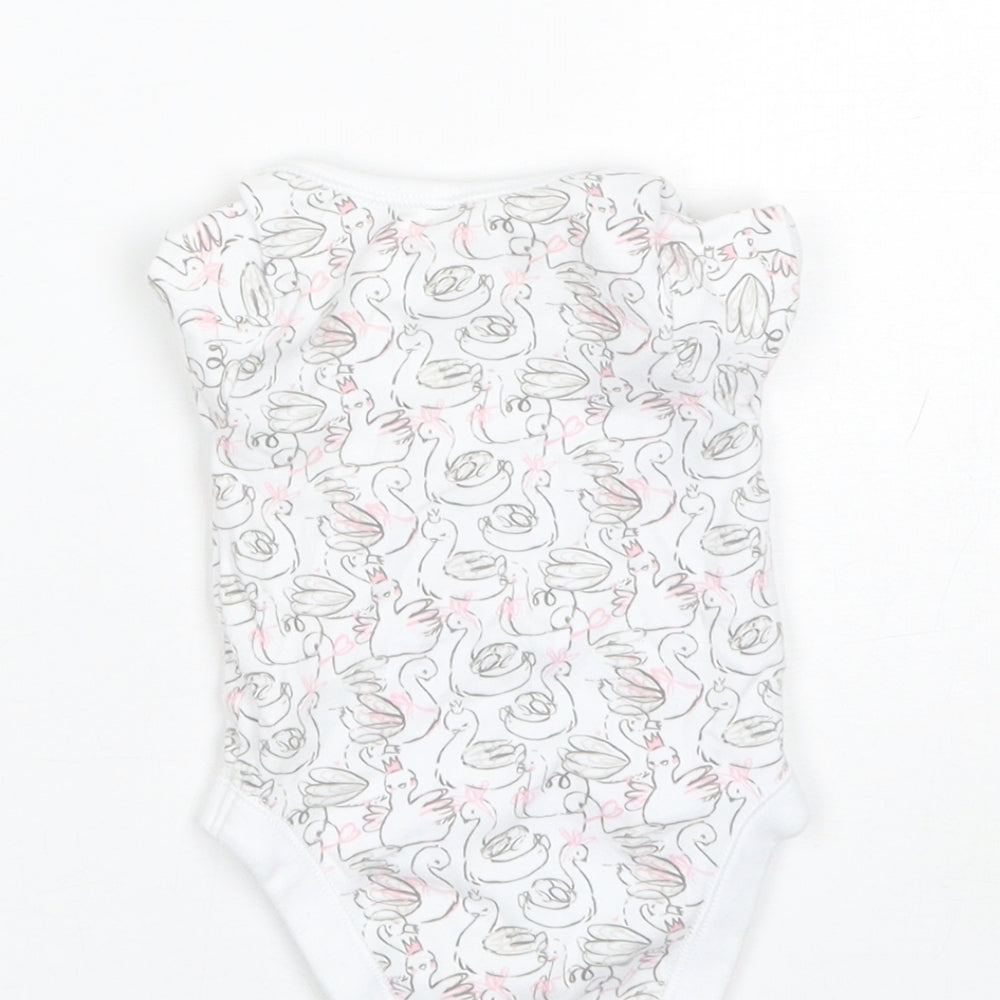 Brand and care label for George Baby White Cotton Romper One-Piece, size 0-3, Months
