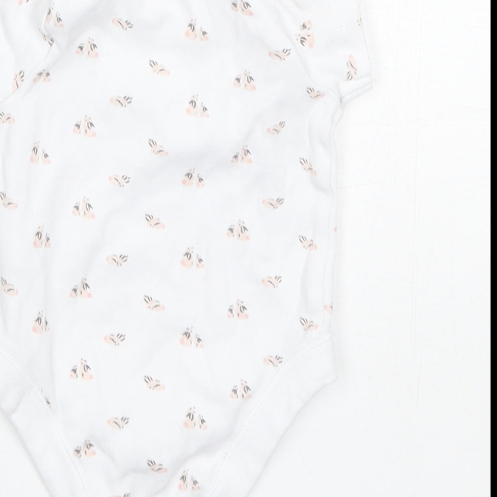 F&F Baby White Floral Cotton Romper One-Piece Size 0-3 Months