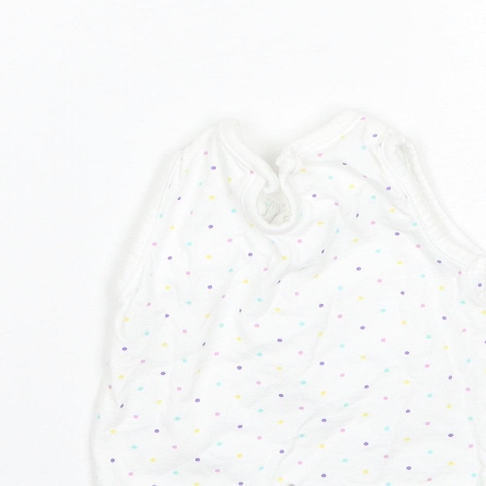 F&F Baby White Polka Dot Cotton Basic T-Shirt Size 0-3 Months Round Neck