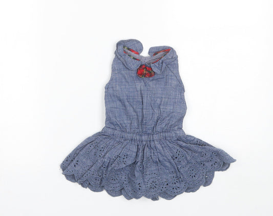 EWM Baby Blue Cotton Shift Size 3-6 Months Round Neck