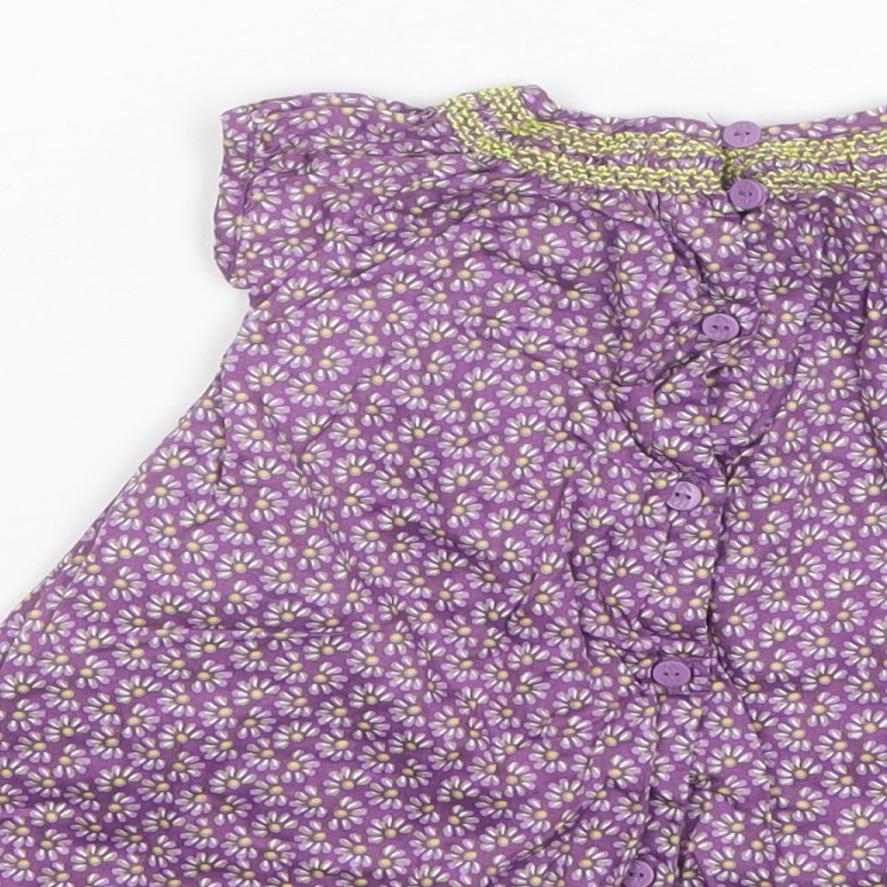 Du Pareil au meme Baby Purple Floral Cotton Shift Size 3-6 Months Round Neck